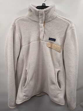 Patagonia Cream Fleece Pullover with Tan Accent women’s size Large